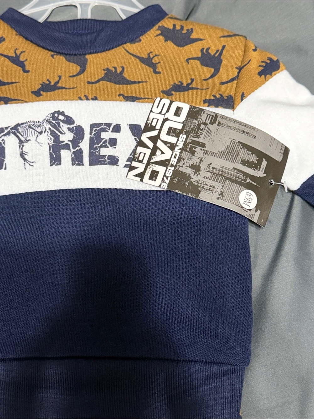 T-Rex Dino Two-Piece Sweat Set - Navy, Brown, White - Picture 4 of 4